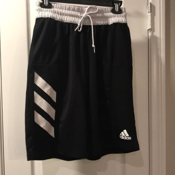 Adidas Mens Athletic Basketball Shorts 3 Stripes Black White Size Med EUC #0422 - Picture 4 of 10